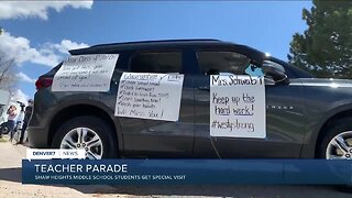 Teacher parade for Shaw Heights Middle School students