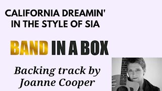 California Dreamin Band-in-a-Box backing track with scrolling guitar chords and lyrics
