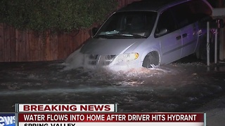 Minivan lands on fire hydrant in Spring Valley, water rushes into nearby home