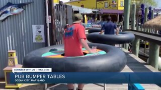 Maryland bar turns to innertube tables to enforce social distancing