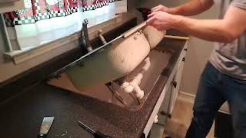 How to replace an old aluminum sink and install a cast iron kitchen sink