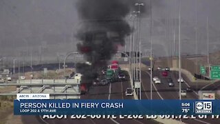 1 dead after car catches on fire following crash on Loop 202 near 17th Avenue