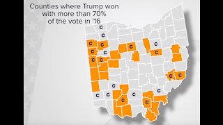 Ohio counties where Trump did strongest in 2016 among those hit hardest by pandemic cases now