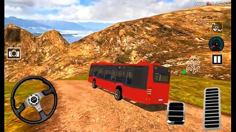 US Offroad Bus Driving Simulator 2024 _ Red_ Blue Bus Driving Mountain Road - Android GamePlay