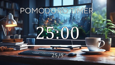 25/5 Pomodoro Timer 💙 Calming Piano + Frequency for Relaxing, Studying and Working 💙