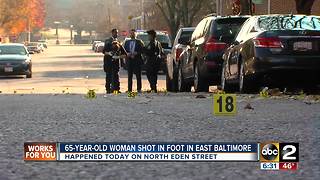 65-year-old woman shot in east Baltimore Sunday