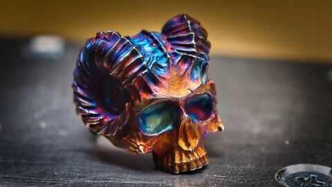 Casting Rainbow Silver Skull Ring #shorts