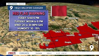 Red Flag Warnings and High Wind Advisories go back in effect on Tuesday