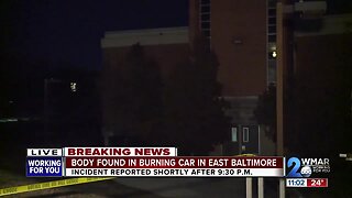 Body found in burning car in East Baltimore