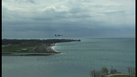 Plane taking off from Billy Bishop Island Airport