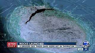 Rocks launched onto cars on I-25