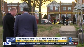 Violent 4 hours in Baltimore: One dead, 6 injured in 4 separate shootings