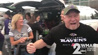 Ravens fans get pumped for the first playoff game!