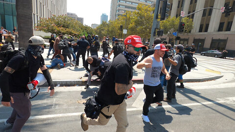 Patriots and Antifa Brawl at Los Angeles Protest