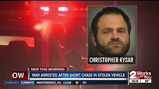 Man arrested after short chase in stolen vehicle