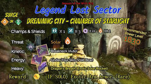 Destiny 2 Legend Lost Sector: Dreaming City - Chamber of Starlight on my Stasis Titan 2-26-24
