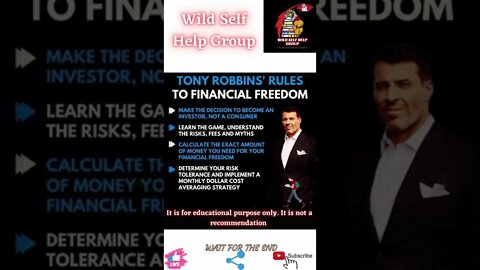 🔥Tony Robbins rules to financial freedom🔥#shorts🔥#wildselfhelpgroup🔥11 May 2022🔥