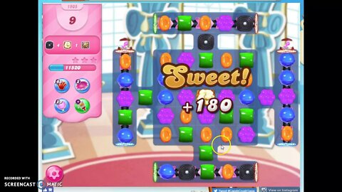 Candy Crush Level 1905 Audio Talkthrough, 1 Star 0 Boosters