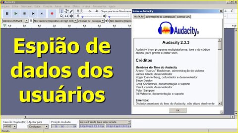 Audacity usando telemetria. Audacity acusado de espionagem e coleta de dados dos usuários.