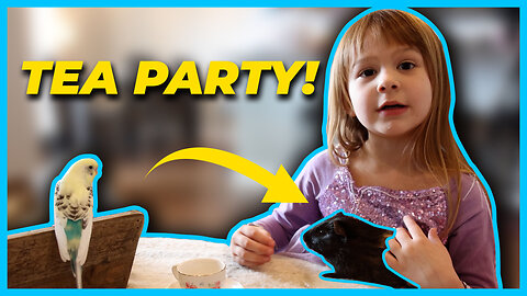 Dad and Little Girl Tea Party with Our Pets!