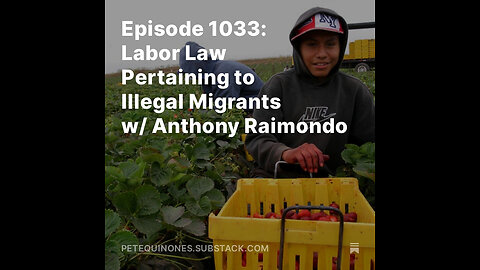 Episode 1033: Labor Law Pertaining to Illegal Migrants w/ Anthony Raimondo