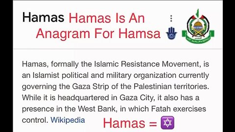 Hamas is an anagram for Hamsa (The Kaballah Hand)