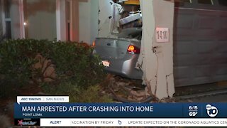 Car crashes into Point Loma home; driver arrested