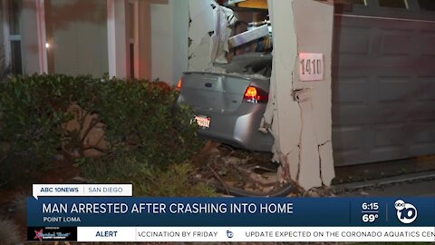 Car crashes into Point Loma home; driver arrested