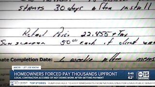 Homeowners pay thousands upfront, contractor accused of not doing work