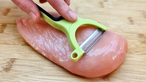 A trick with the vegetable peeler! Great recipe with chicken breast, no oven.