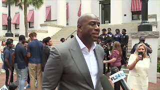 Magic Johnson visits Florida to put spotlight on mental health of young athletes