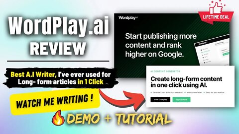 Wordplay.ai Review, Demo + Tutorial | Watch me Generate 1500+ Long Form Article using A.i in 1 Click