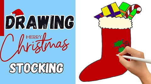 How to Draw a Cute Christmas Stocking | Drawing Christmas Stuff, Ornament Decorations Easy Tutorial