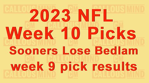 2023 National Football League Week 10 Picks | week 9 pick results | Bummer Sooner