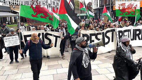 From Cardiff to Columbia. March for Palestine. St John Street, Cardiff