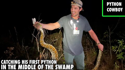 Young Man Gets Tangled Up Catching His First Python