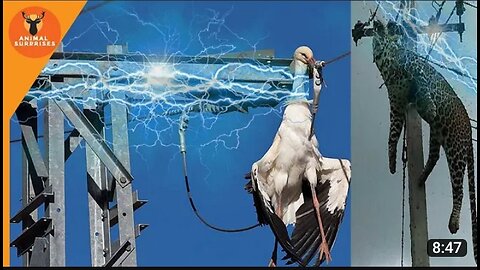 Death by electrocution - when animals get electrocuted to death - a bird disappeared less second