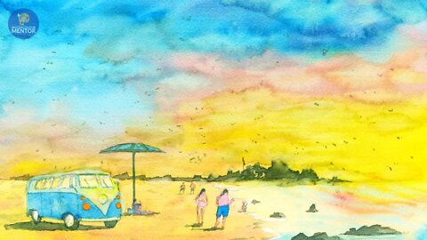 Colorful BEACH Landscape Tutorial: Watercolor for BEGINNERS!