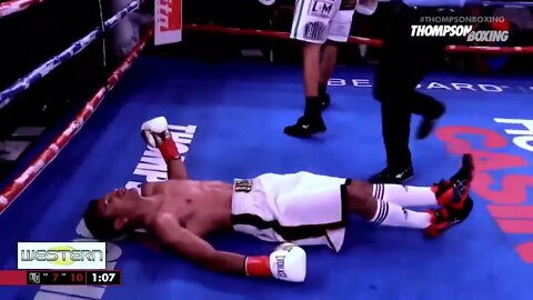 Boxer lands knockout blow split second after glove-touch