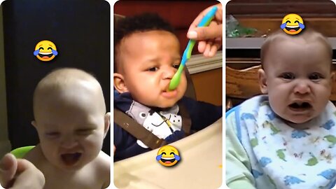 Funny babies reacts to vegatables- laughing cute baby video