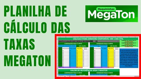 PLANILHA PARA VOCÊ CALCULAR AS TAXAS DA MEGATON!