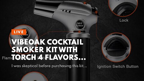 VibeOak Cocktail Smoker Kit with Torch 4 Flavors Wood Chips Bourbon - Cocktail Smoker Drink Whi...