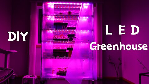 DIY Greenhouse with LED Lights for Plants on a Six-Layer Steel Shelf, Winter Planting