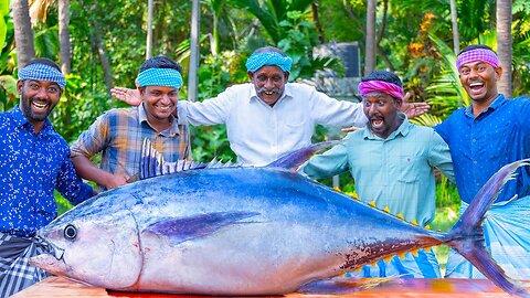 200 Pounds BIG TUNA FISH Tuna Fish Cutting and Cooking in Village