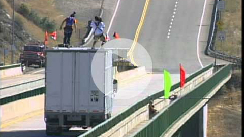 Base Jump off Moving Semi Truck