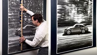 Talented artist crafts iconic Porsche 911 Silhouette in charcoal