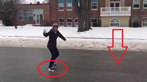 Freezing rain storm allows for street skating in Canada