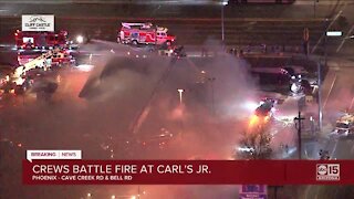 Crews battle massive fire at Carl's Jr. in north Phoenix