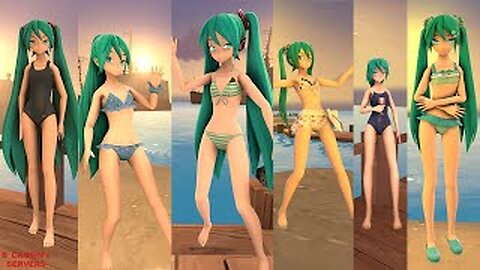 SFM Hatsune Miku Summer sea sunset dance 4K 60FPS MAX SET