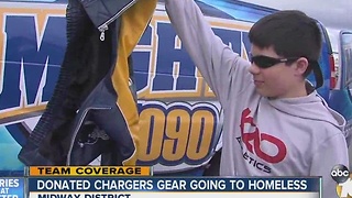 Donated Chargers gear going to homeless